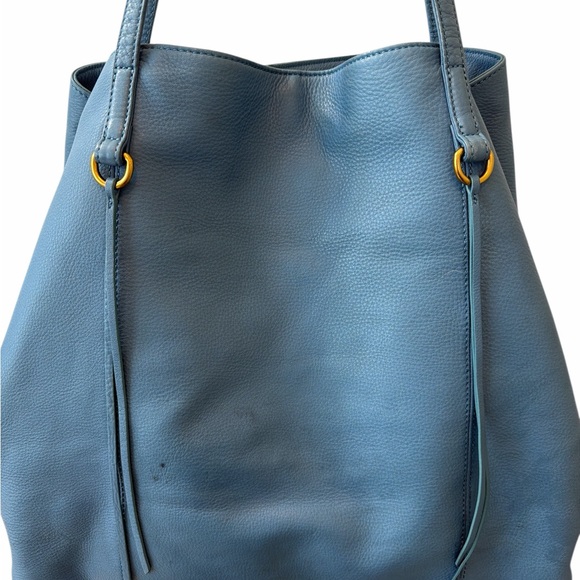 HOBO Kingston Pebbled Leather Convertible Tote Bag Blue Slouchy Hobo Purse - Picture 12 of 15